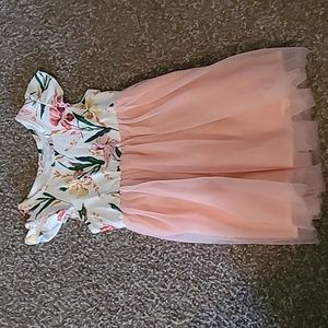 Floral pink tulle toddler dress